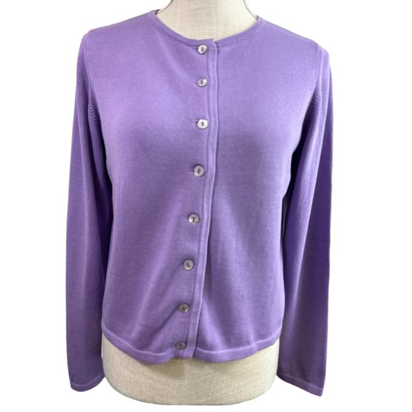 Henri Bendel Lilac Purple Button Up Cardigan, Made in Italy, Size Small - Picture 1 of 16